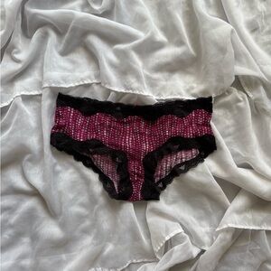 Ambrille Animal Print Lace Trim Hipster Panty with Bow